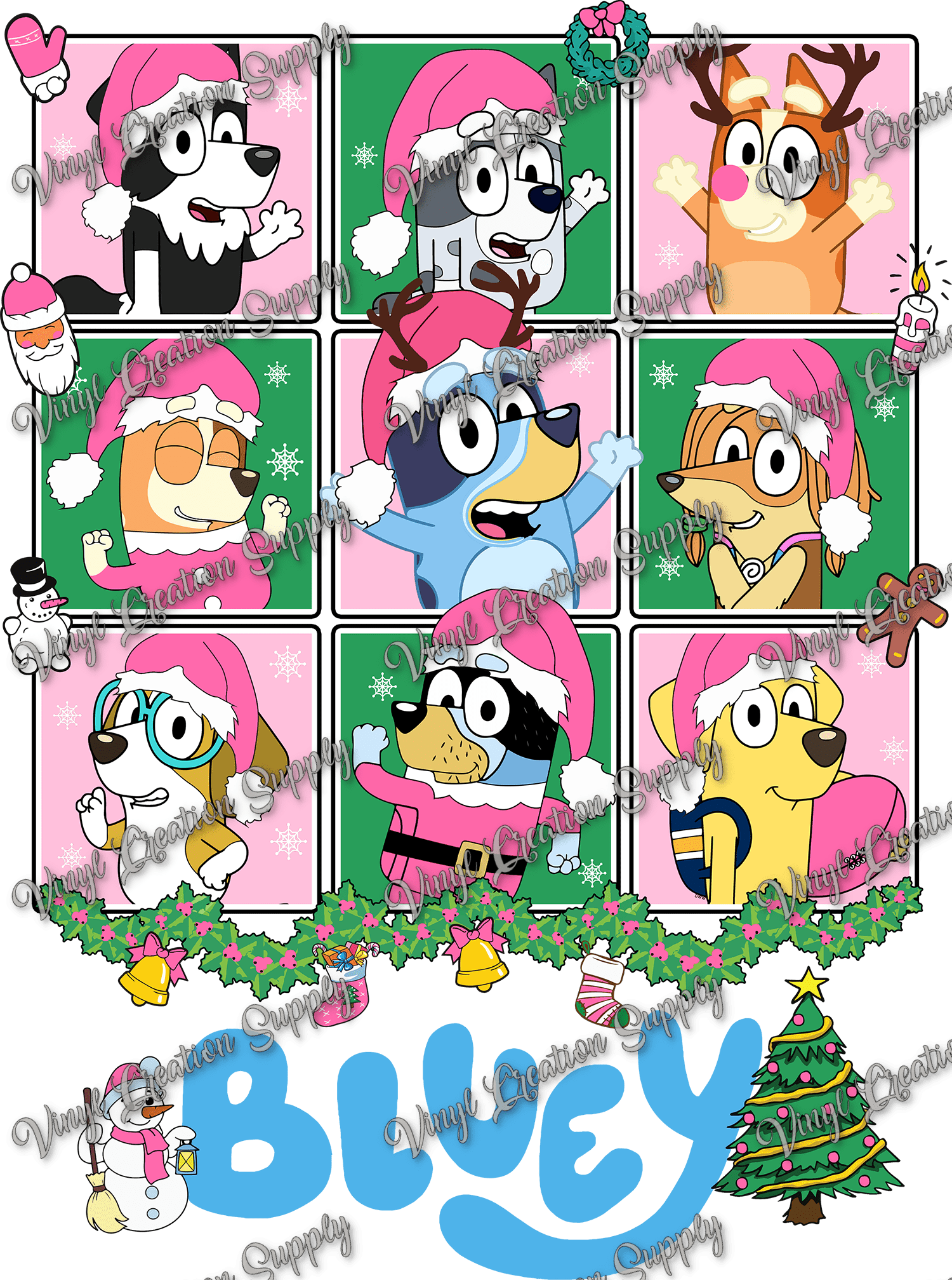 Bluey Character Collage Christmas – VCS' DIY Shirts & More