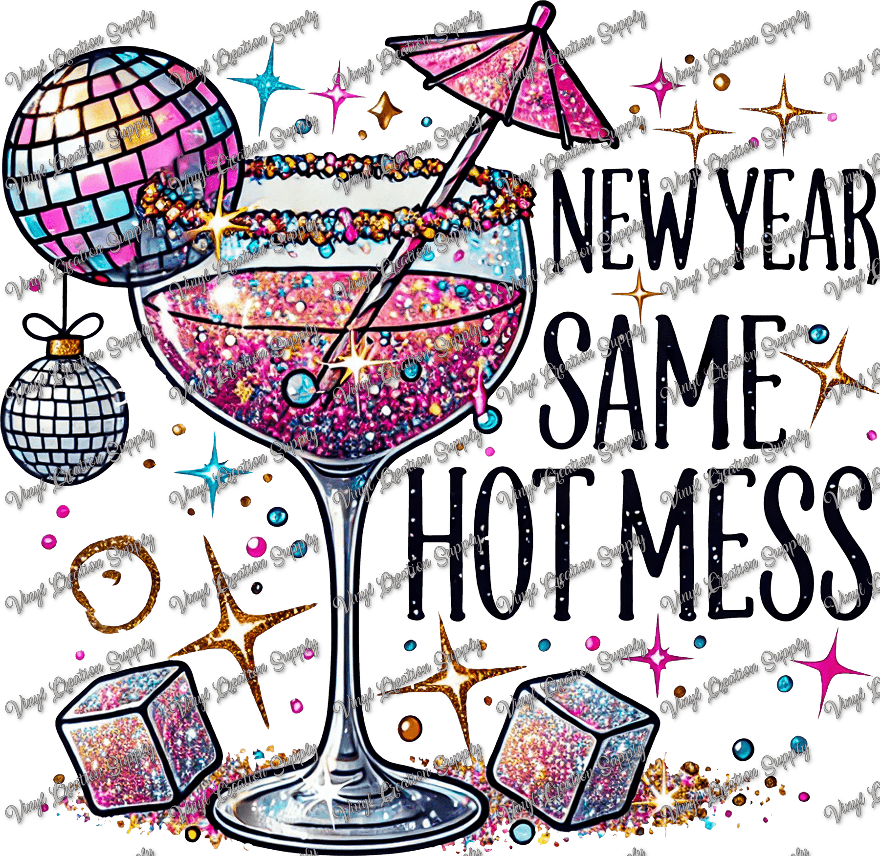 New Year Same Hot Mess Glass Black – VCS' DIY Shirts & More