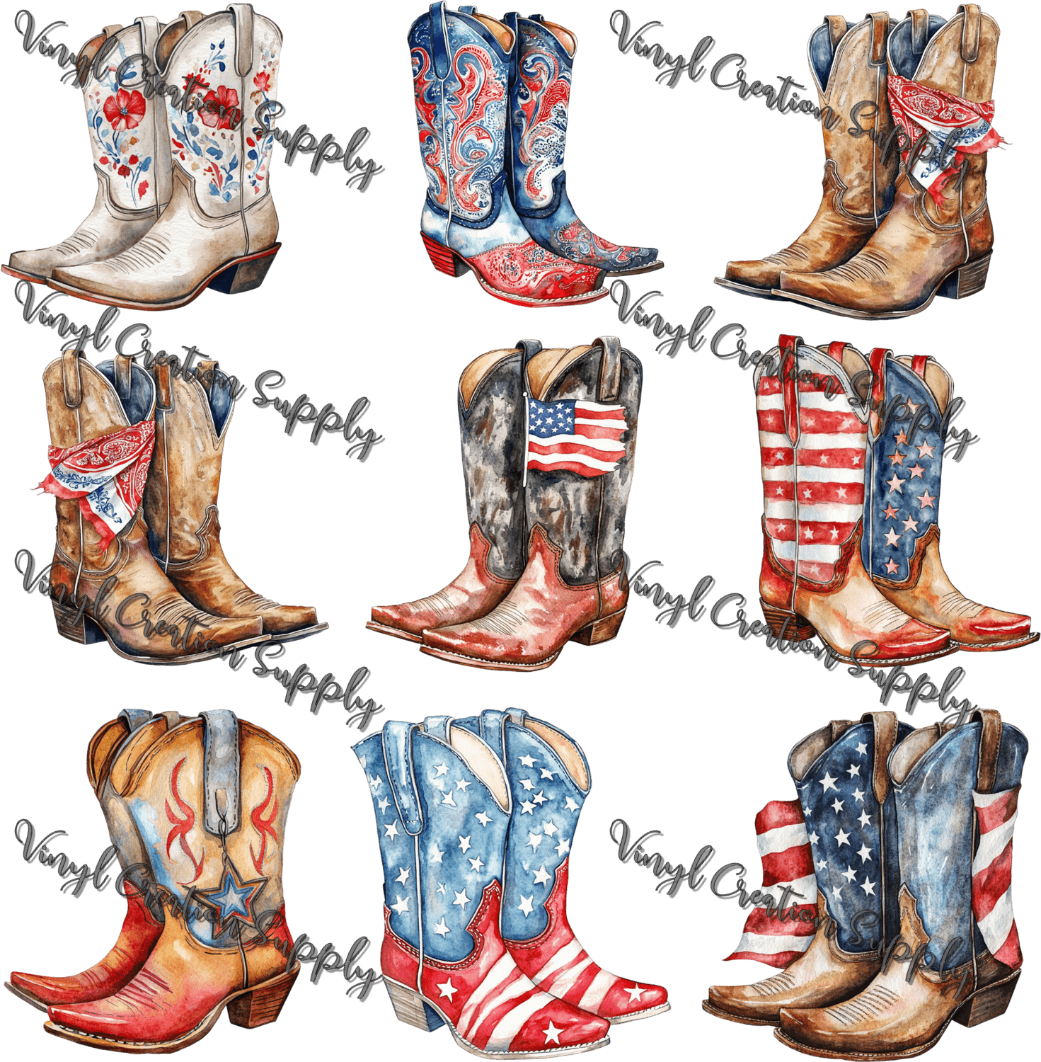 Patriotic Collage Boots – DIY Shirts & More