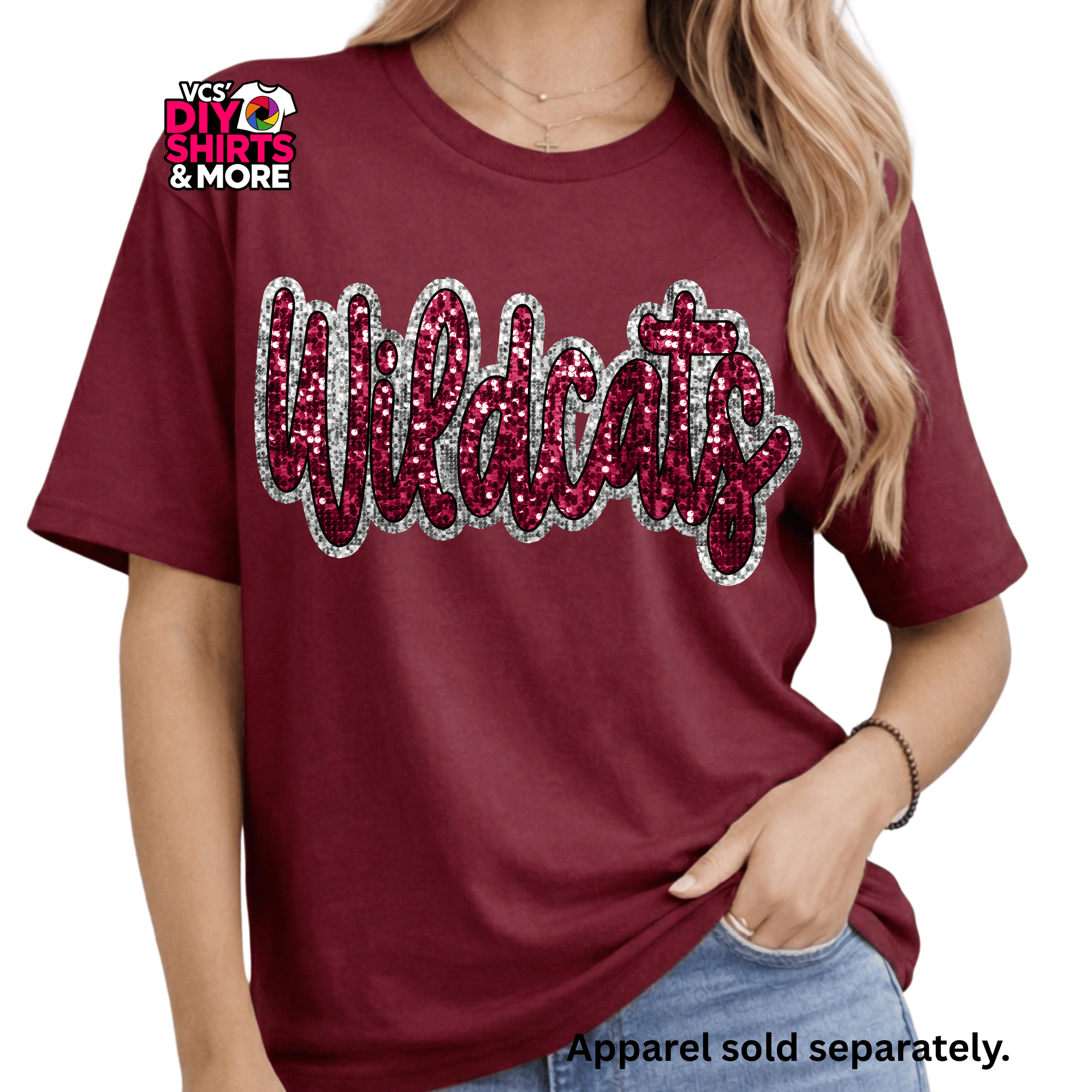 Wildcats Red Silver Glitter – DIY Shirts & More